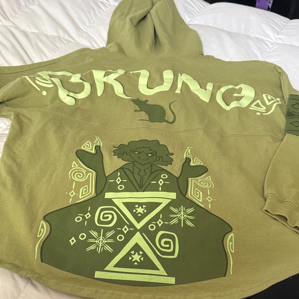 Bruno Disney Encanto Green Graphic Hoodie with Cat and Character Design